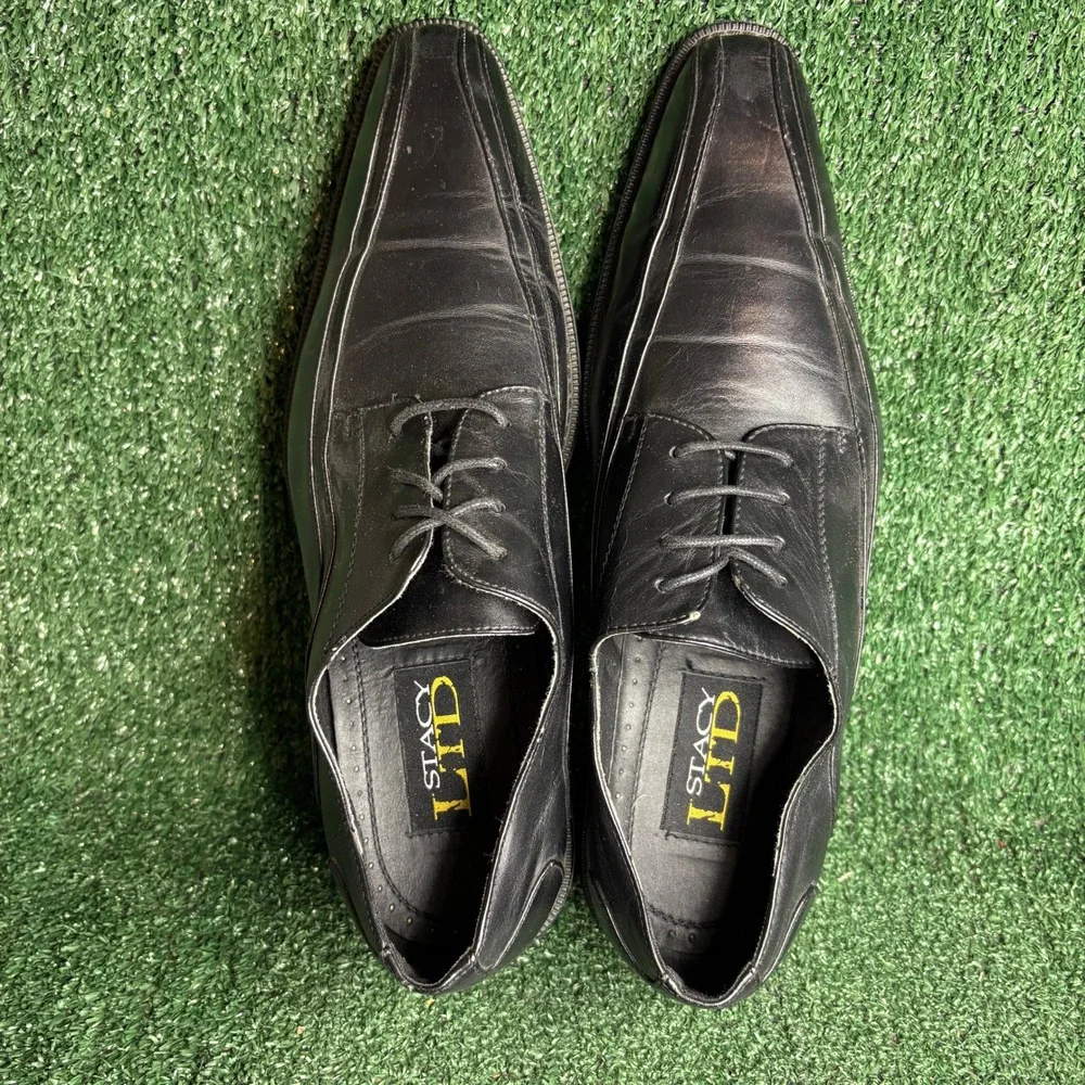 Stacy LTD 29001-001 Lace Up Bicycle Toe Formal Classic Oxford Black Mens Sz 12 M